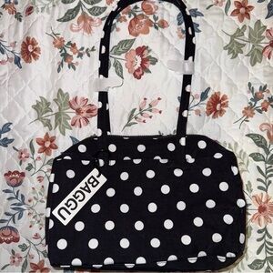 BAGGU Bowler Bag Black and White Polka Dot NEW